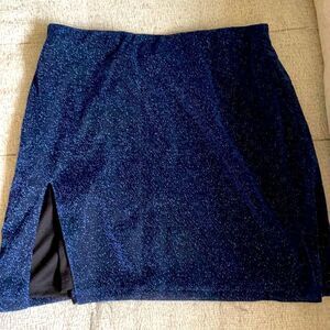 NWT Navy blue white fox mini skirt with sparkles